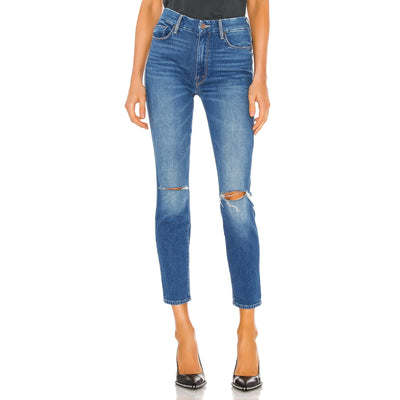 Mother Distressed Blue High Waisted Looker Ankle Denim Jeans Size 25