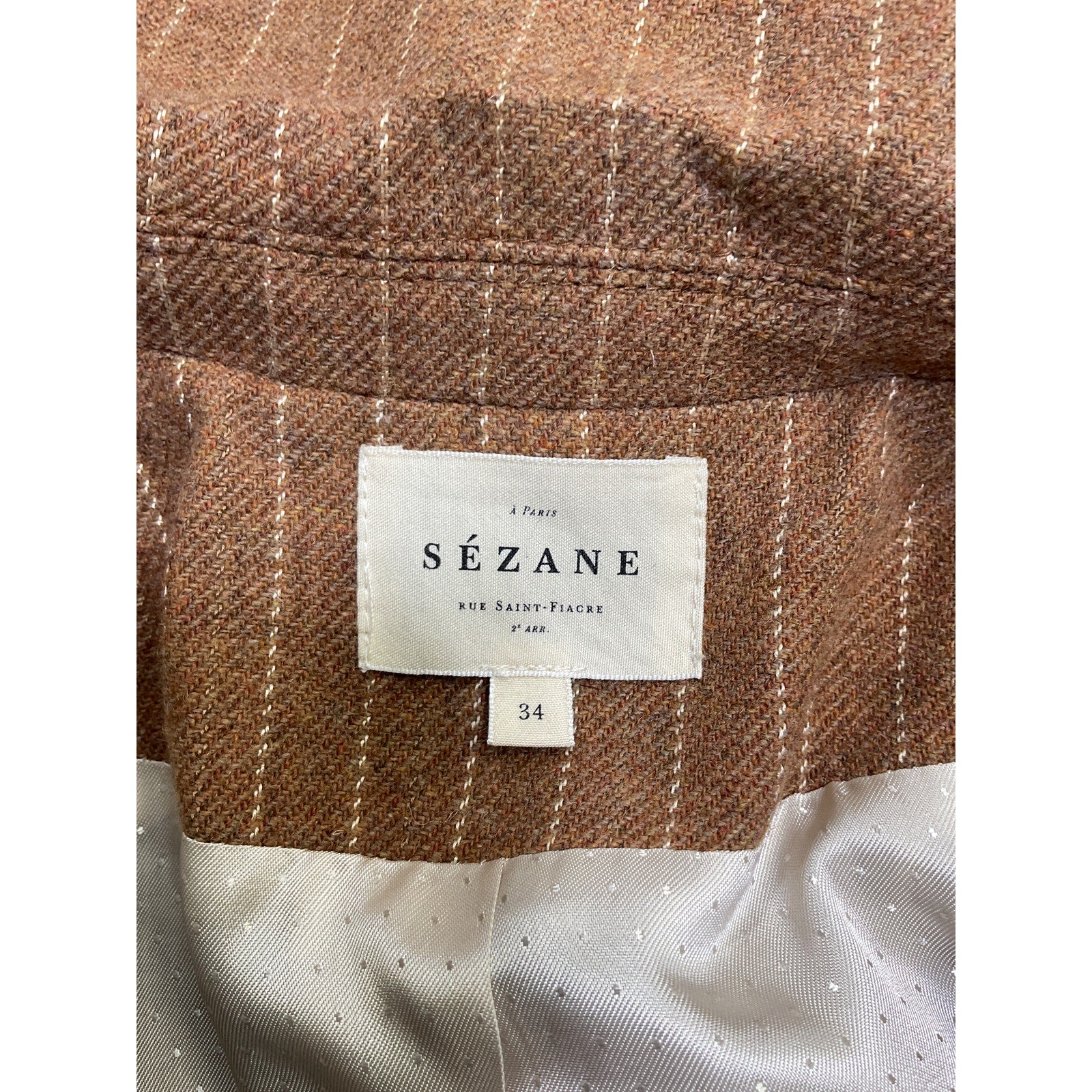 S�zane 'Beryn' Brown Wool Jacket Size 34