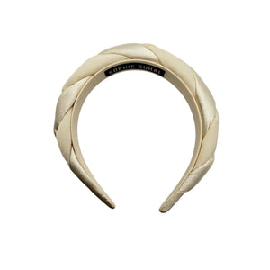 Sophie Buhai Twisted Beige Satin Crepe Headband