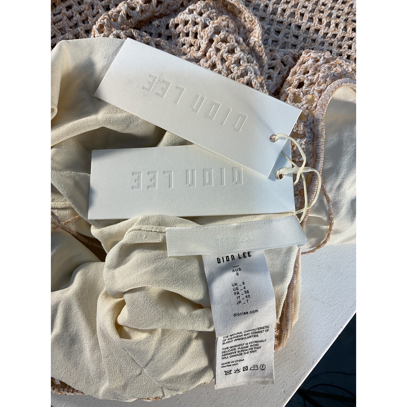 Dion Lee 'Stirrup' White  Crochet Mini Dress Size S - NWT
