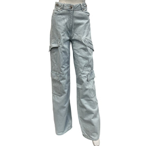 Versace High Rise Wide Leg Blue Cargo Denim Jeans Size 25