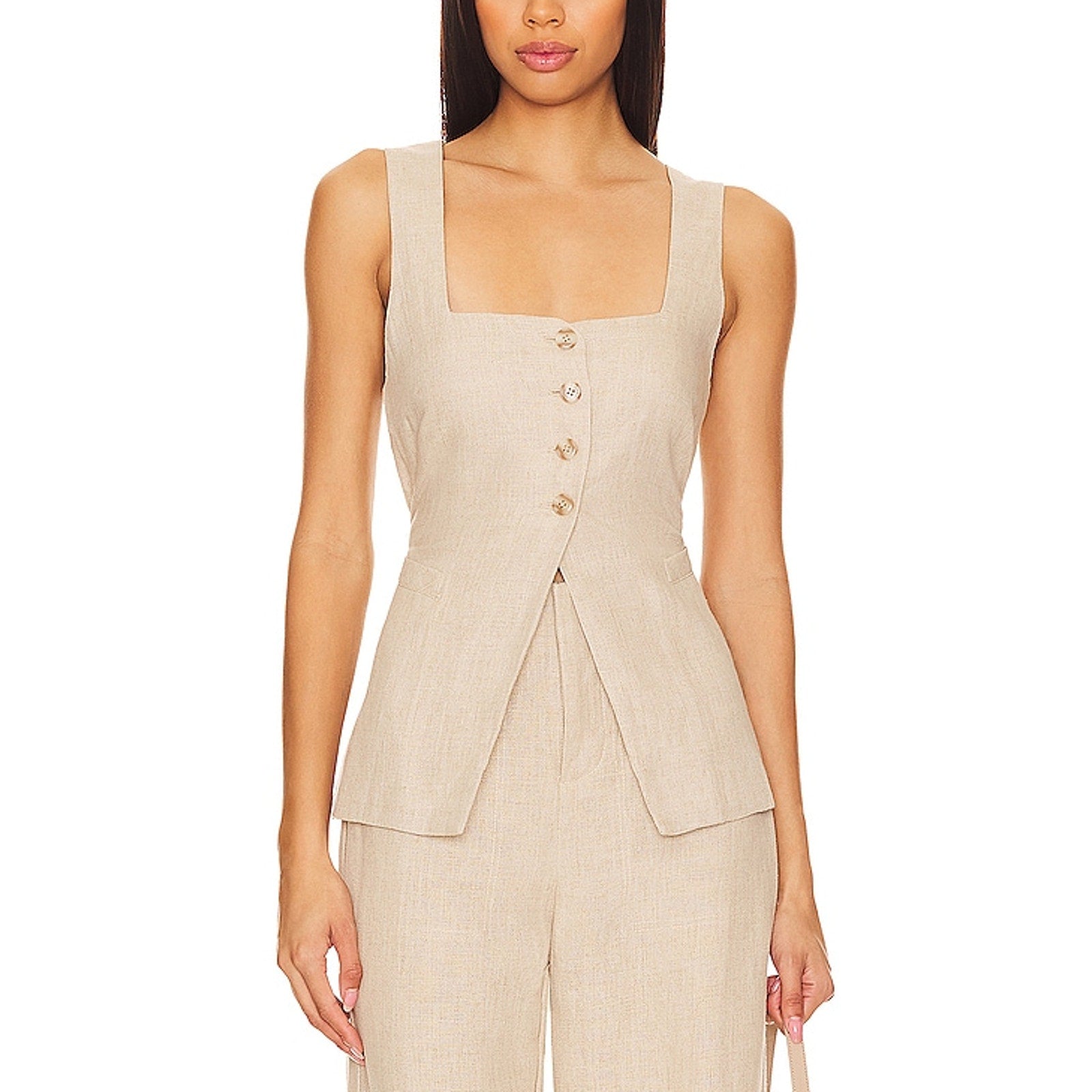 Faithfull The Brand 'Maya' White Linen Vest Size S