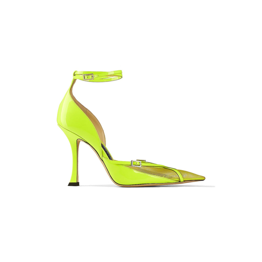 Jimmy Choo X 'Mugler' Yellow Leather Strap Pump Size 10