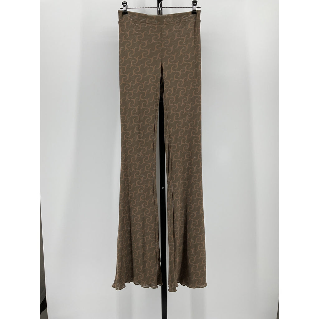 Jade Cropper Green Polyester Flared Reversible Trouser Size M