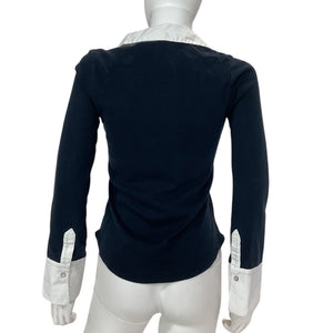Cinq à Sept Contrast Navy And White Jaden Top Size S