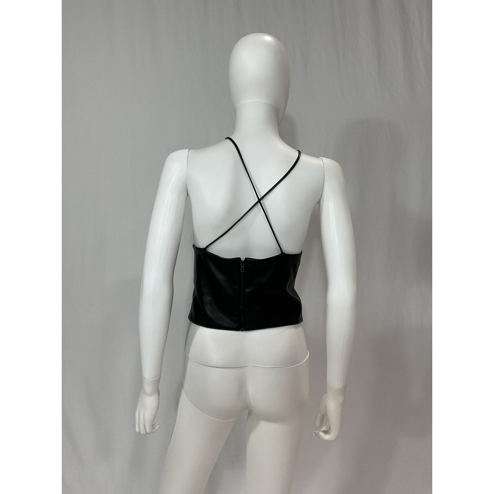 Alice + Olivia 'Zumi' Black Vegan Leather Halter Top Size L