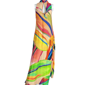 Farm Rio Vibrant Multicolor Halter Maxi Dress Size S