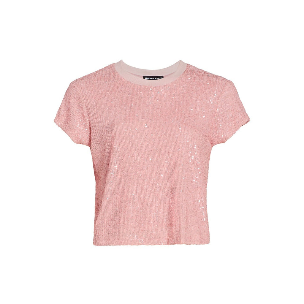 Generation Love 'Kai' Pink Sequined T-Shirt Size XS