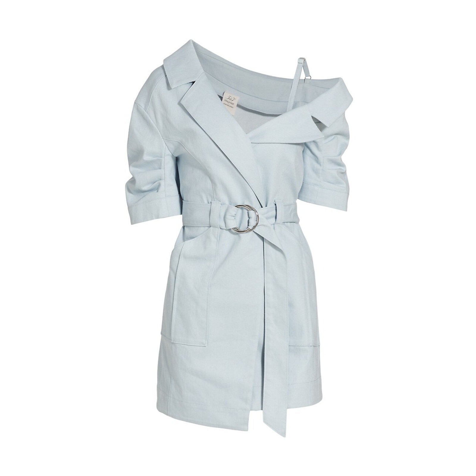 Cinq A Sept 'Milly' Blue Cotton Belted Asymmetric Stretch Denim Mini Dress Size 2