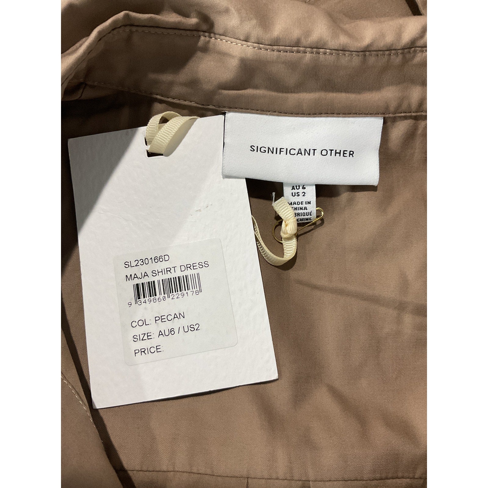 Significant Other Maja Brown Cotton Shirt Dress Size 2 - NWT