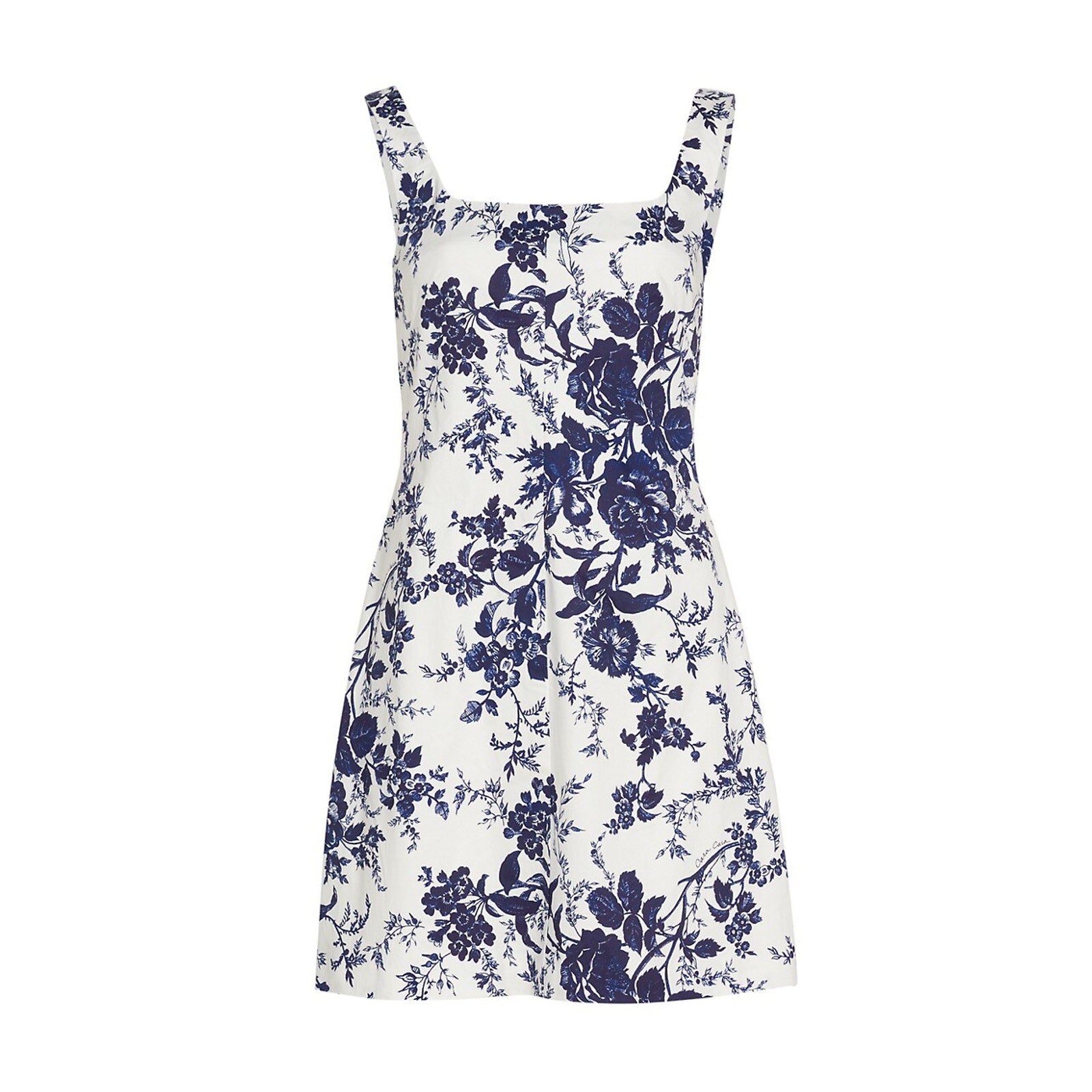 Cara Cara 'Sandra' Blue Cotton Floral Square Neck Minidress Size 0