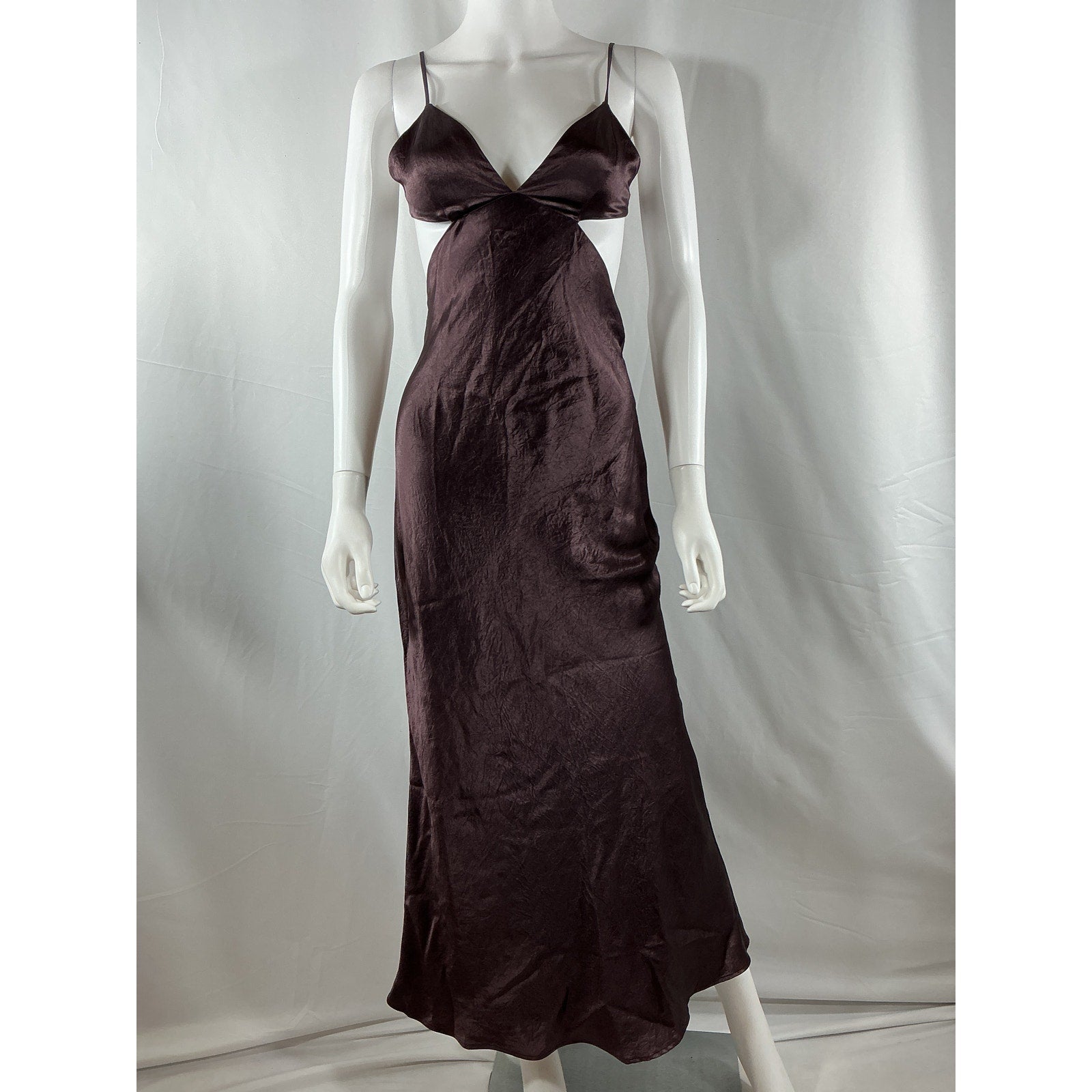 Third Form Ssense Brown Acetate Exclusive Crush Maxi Dress Size 2