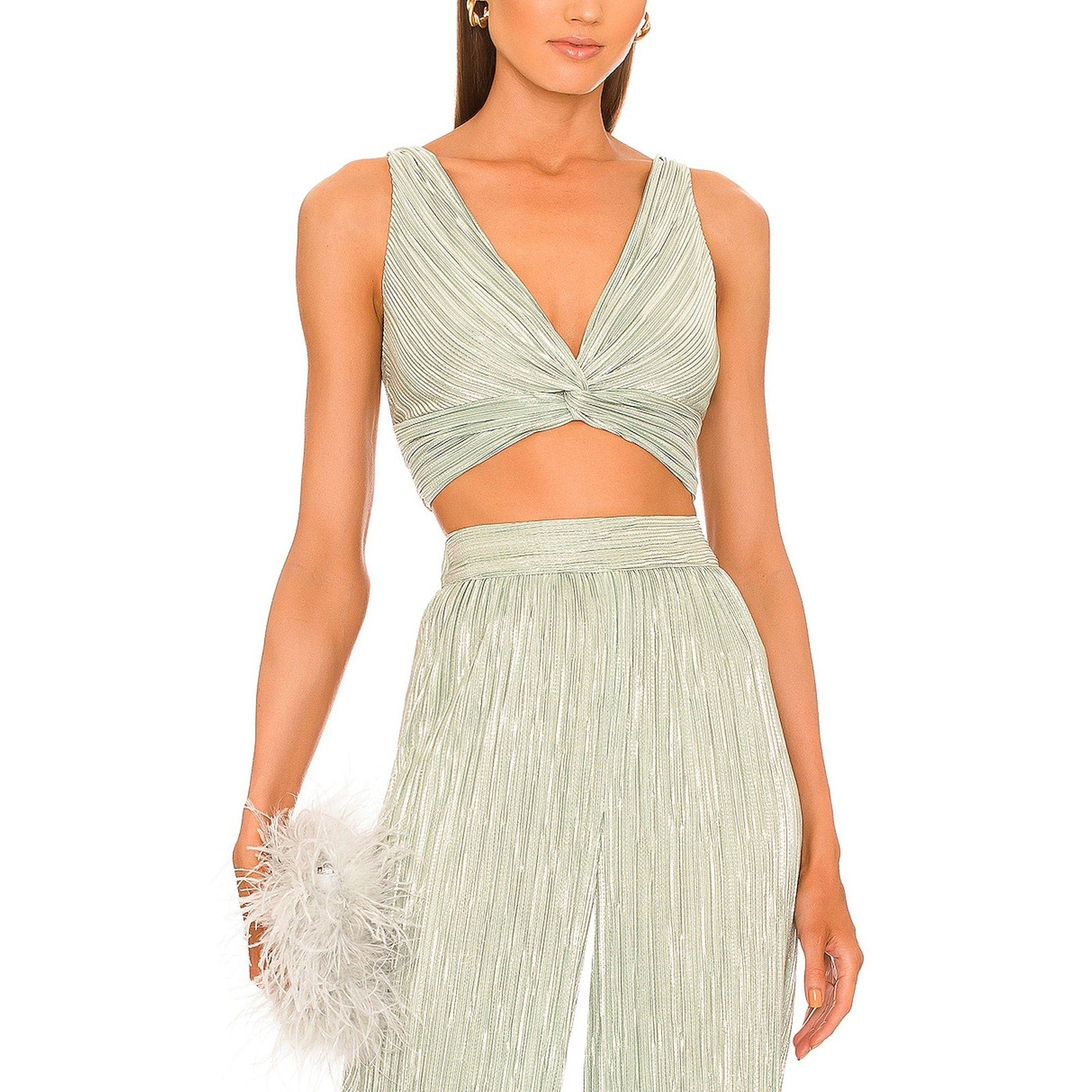 Sabina Musayev 'Savannah' Green Polyester Top Size S - NWT