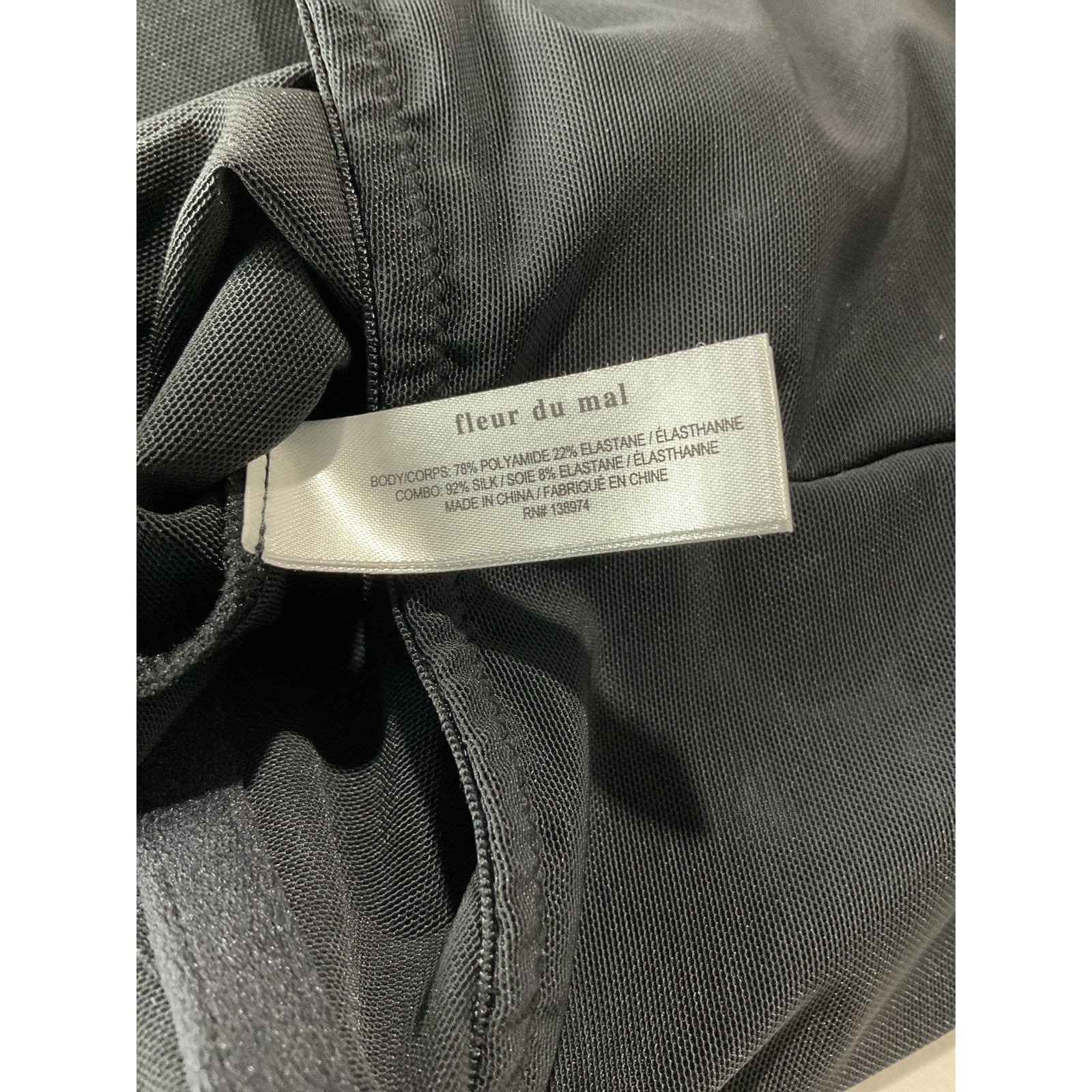 Fleur Du Mal Rose Black Polyamide Cup Dress Size S - NWT
