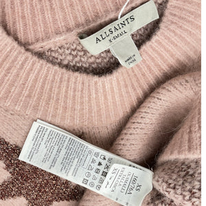 Allsaints Cozy Pink Star Print Pullover Size XS