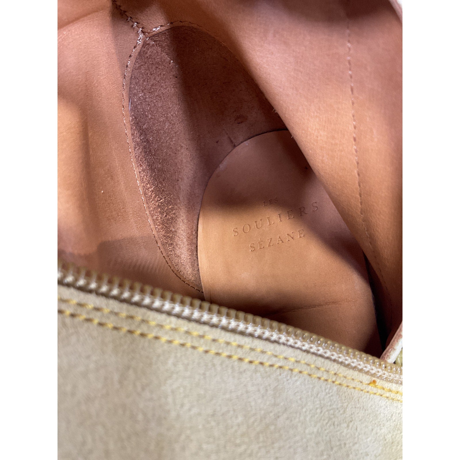 S�zane 'Anaelle' Yellow Leather Thigh High Boots Size 6