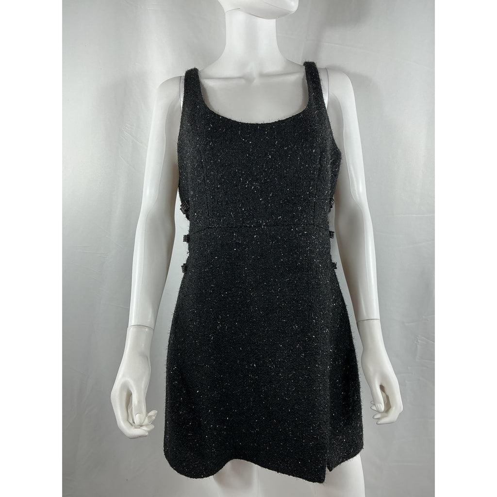 Self-Portrait Boucle Bow Black Polyester Mini Dress Size 10