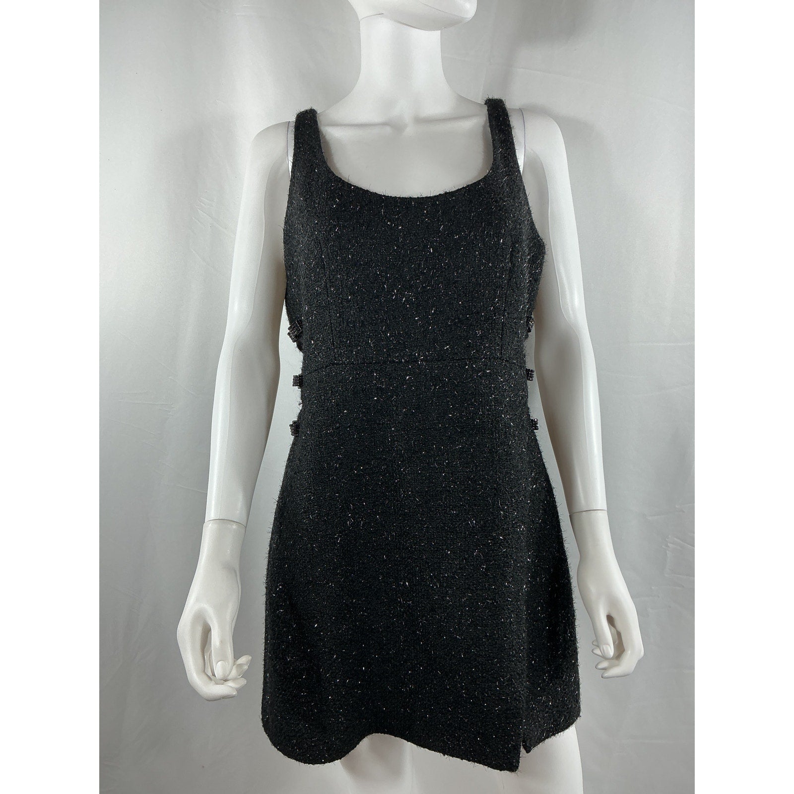 Self-Portrait Boucle Bow Black Polyester Mini Dress Size 10