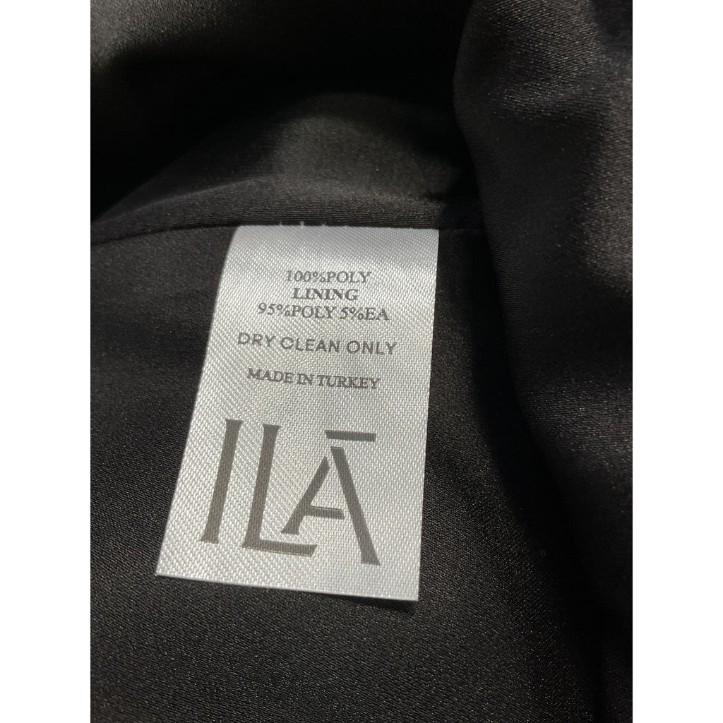 Ila . 'Mercury' Black Tie-Detailed V Neck Long Sleeve Mini Dress Size 8