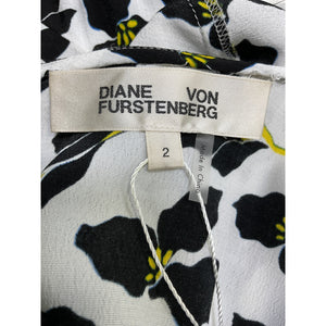 Diane Von Furstenberg Floral White Aurora Graphic Flower Dress Size 2