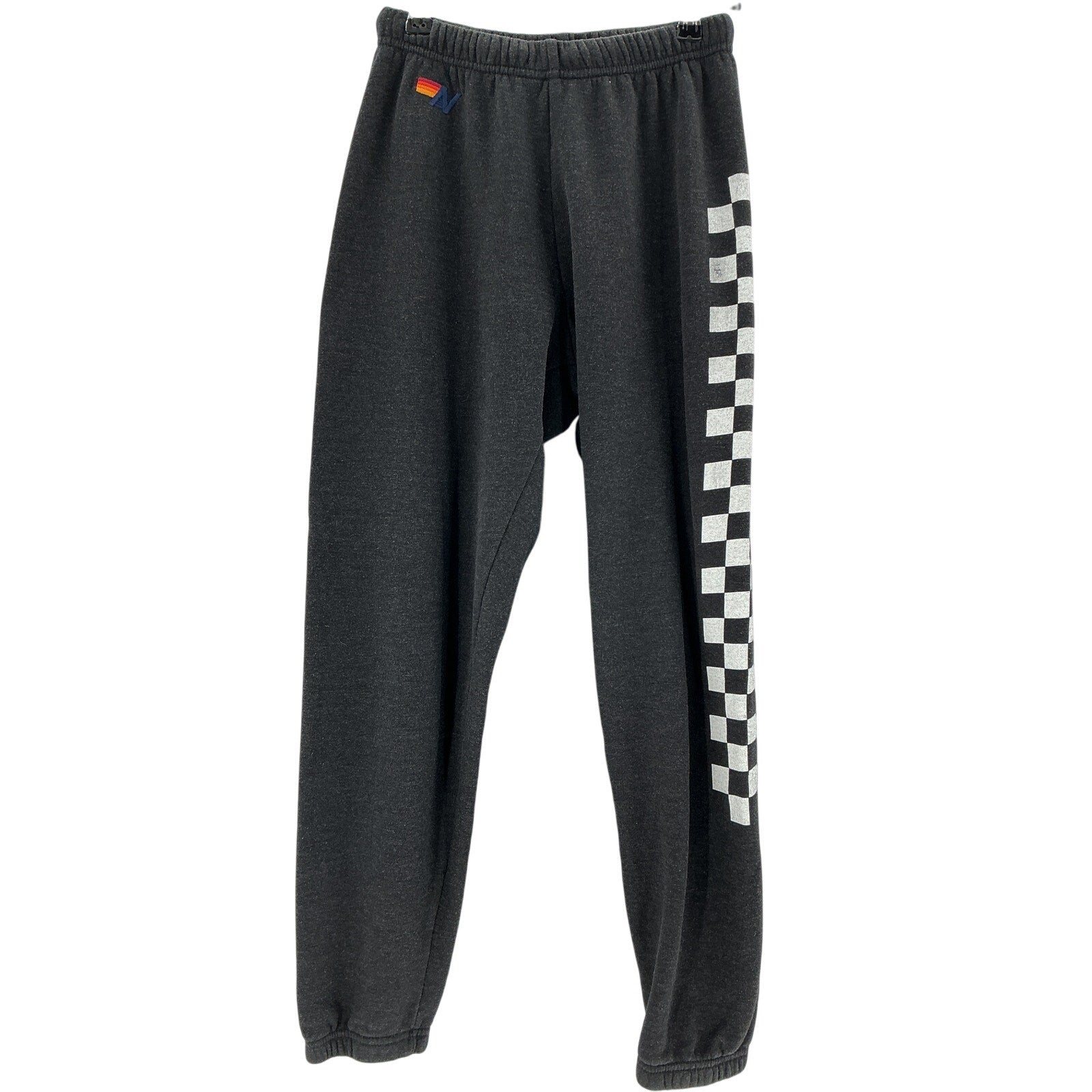 Aviator Nation 'Check' Black Cotton Leg Sweatpants Size XS