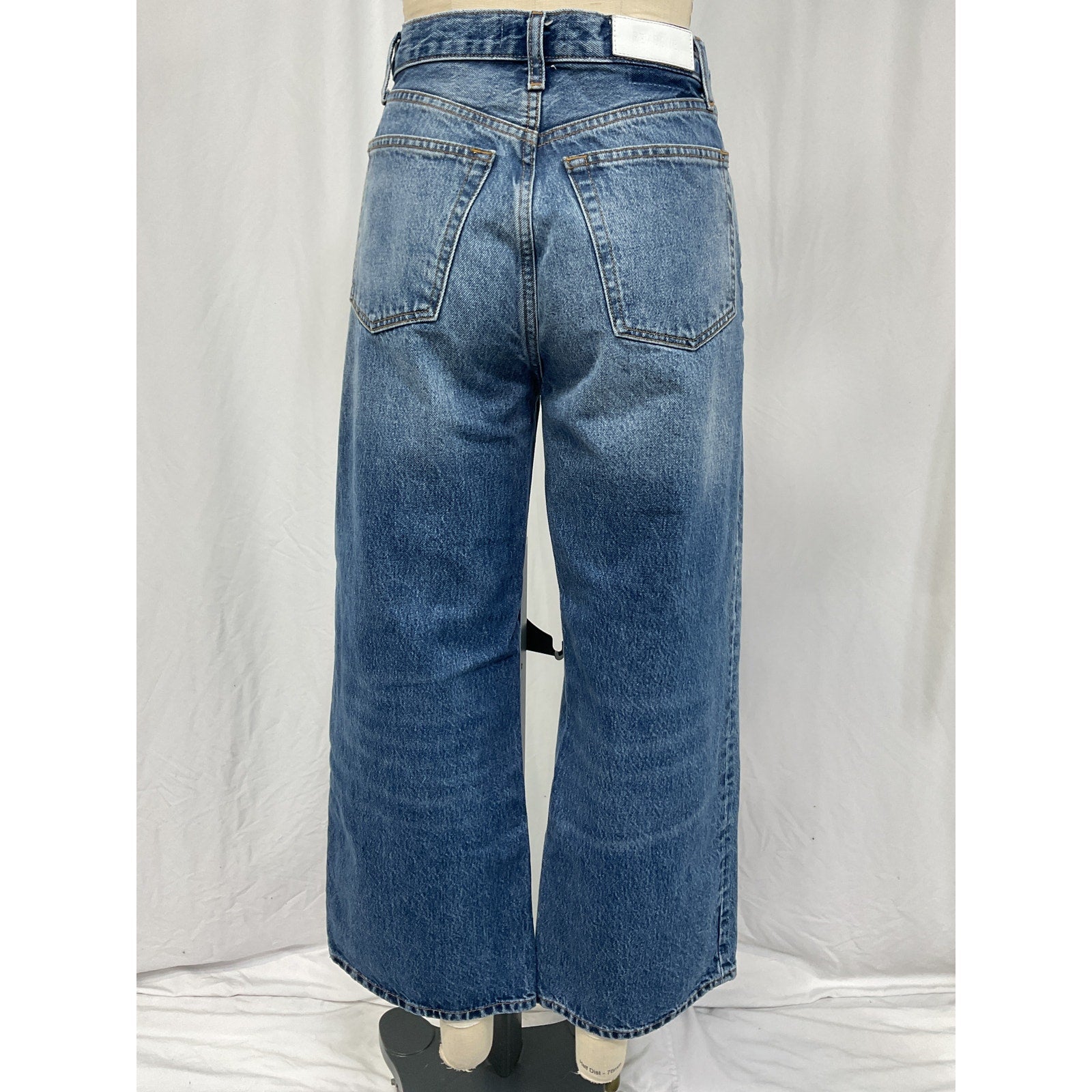 Re/Done High Rise Blue Cotton Wide Leg Crop Jeans Size 26
