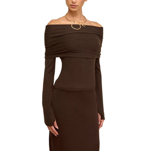 Cult Gaia Draped Brown Andre Top Size L