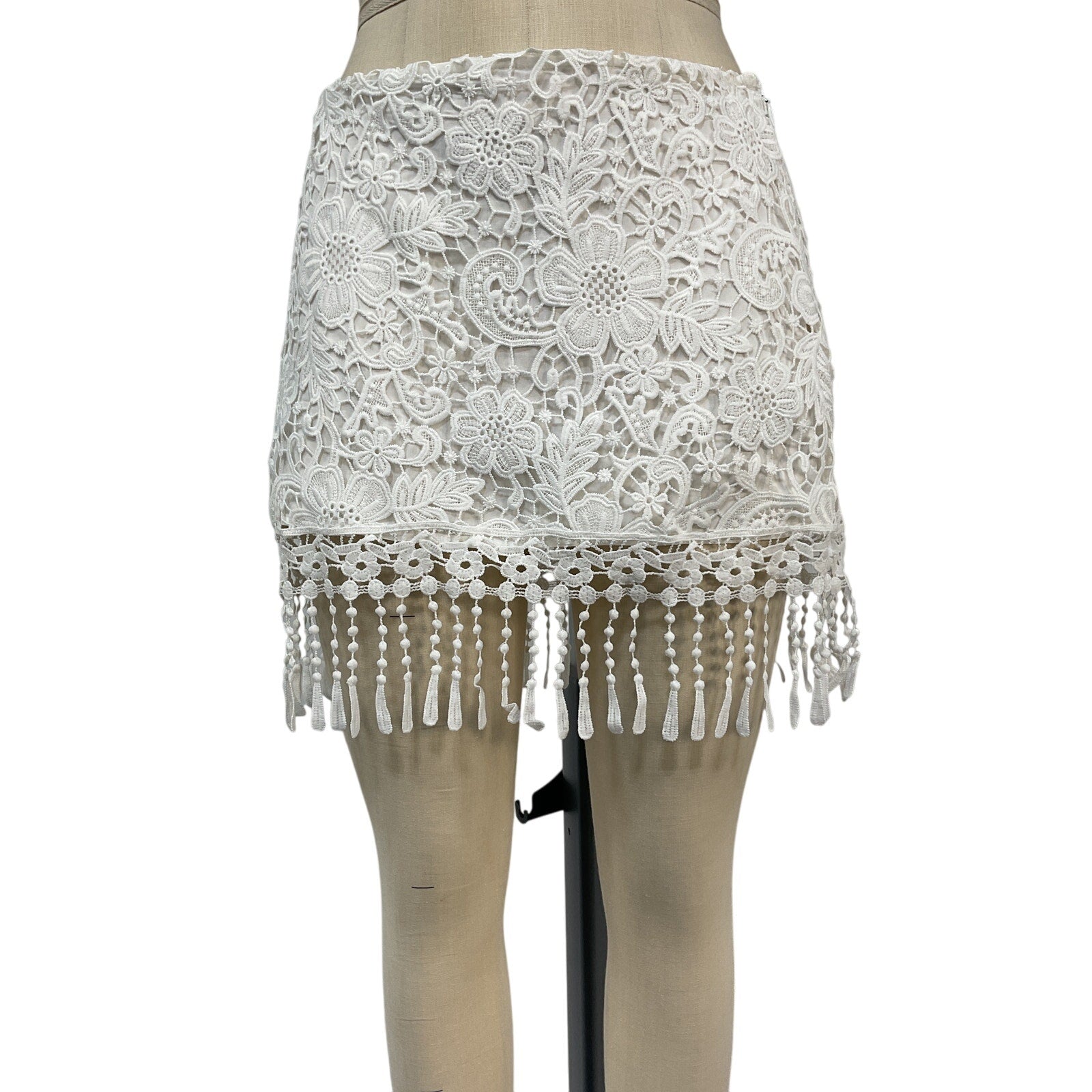 Reformation 'Savannah' White Polyester Low Waist Skirt Size 6