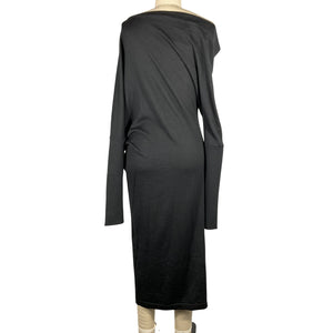Tom Ford Black Cashmere & Silk Off-Shoulder Midi Dress Size M NWT