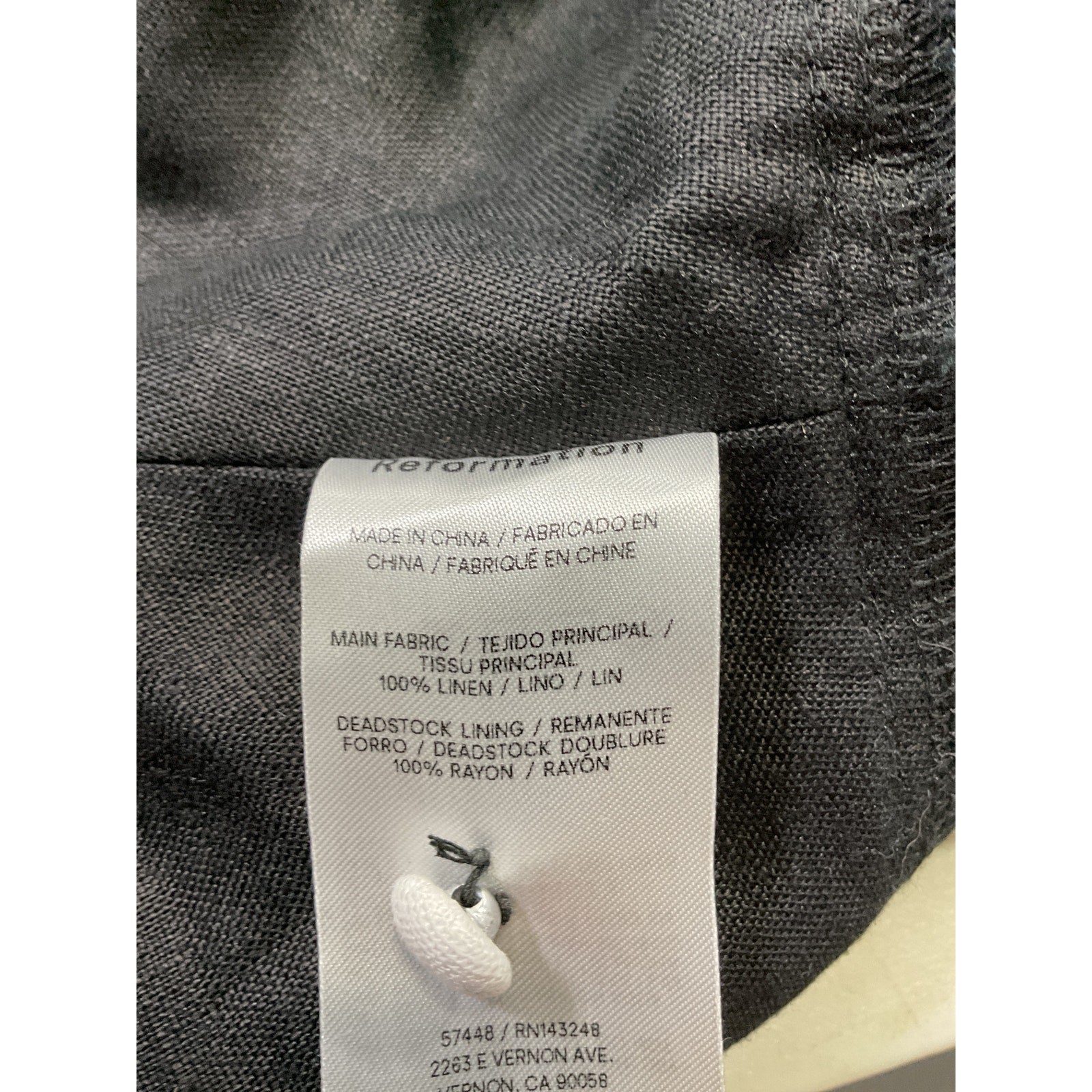 Reformation 'Minna' Black Linen Cropped Top Size 0
