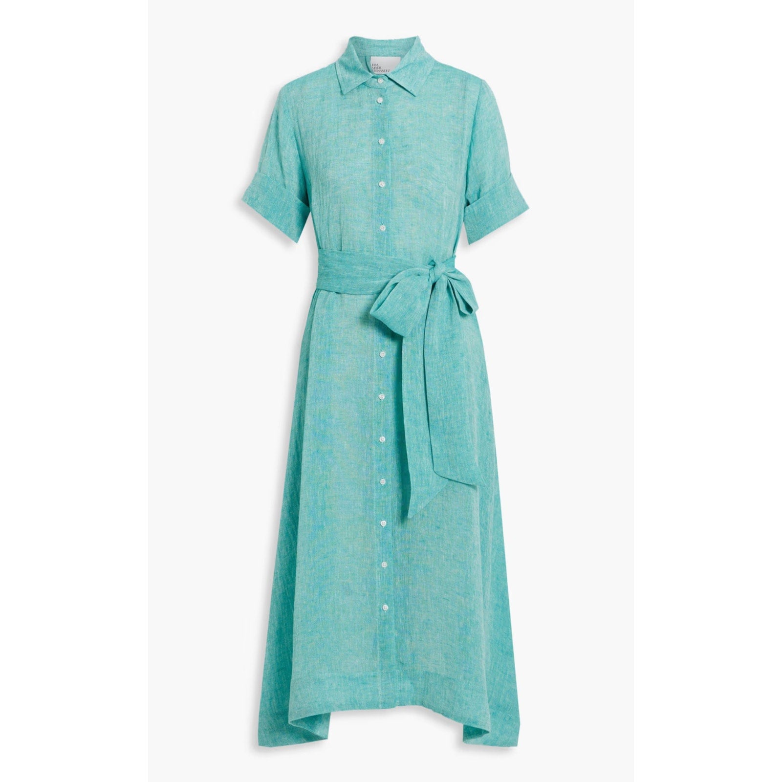 Lisa Marie Fernandez Blue Linen-Blend Gauze Midi Shirt Dress Size S