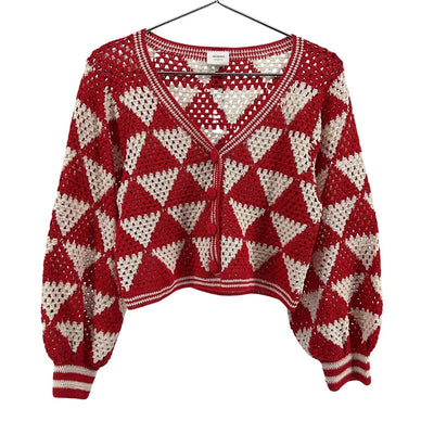 Anna Kosturova Crochet Red Maija Cardigan Size XS