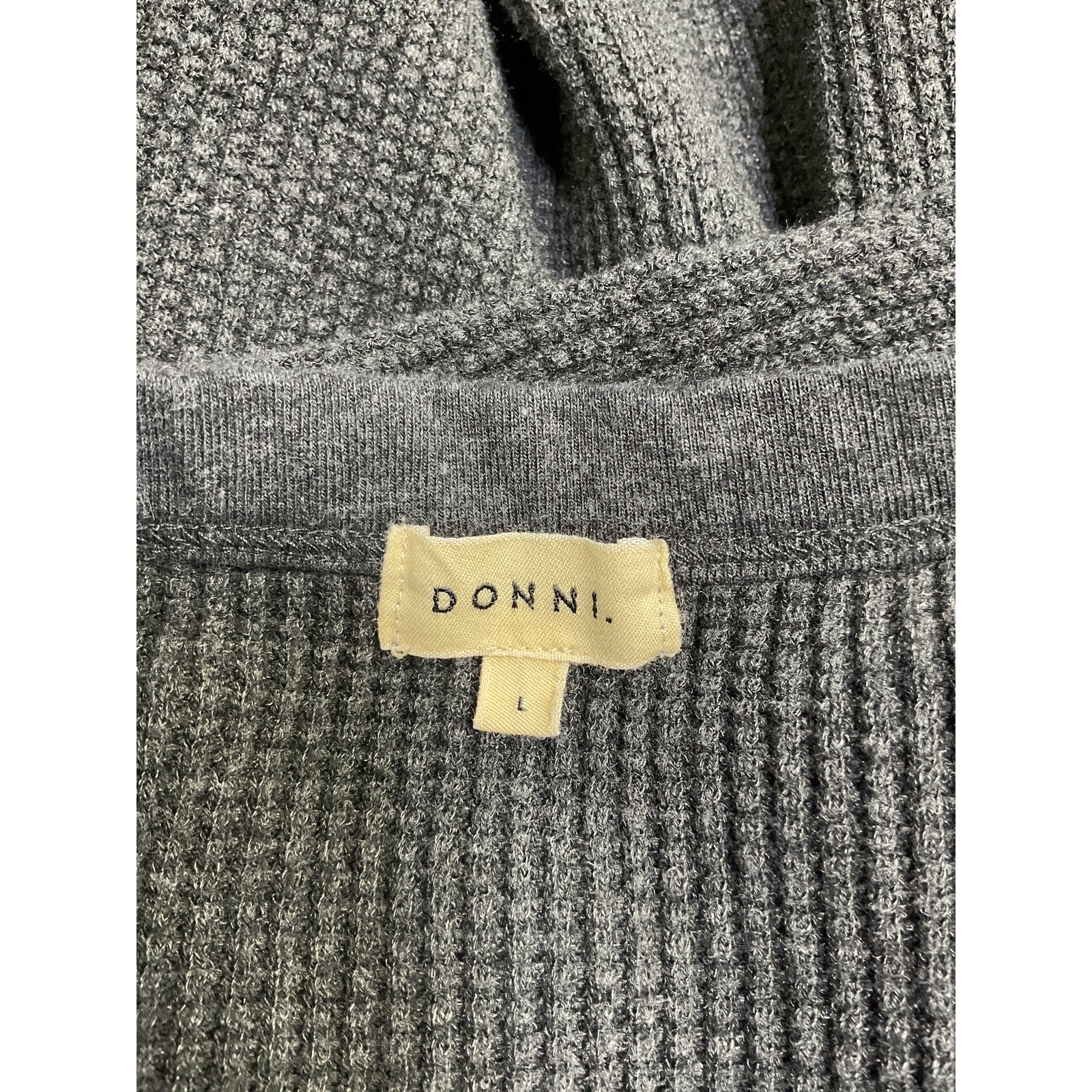 Donni. 'Thermal' Grey Cotton Crewneck Sweater Size L