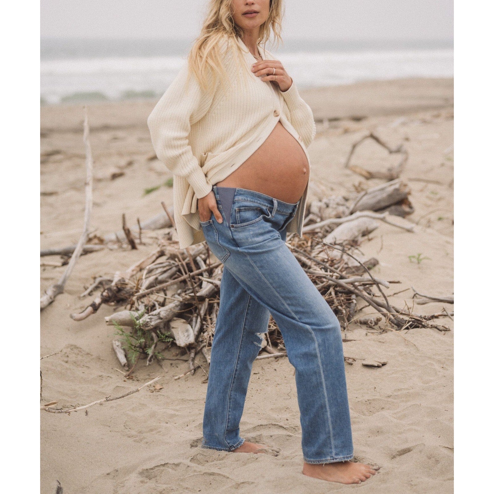 Hatch 'The Boyfriend' Blue Cotton Maternity Denim Jean Size 26