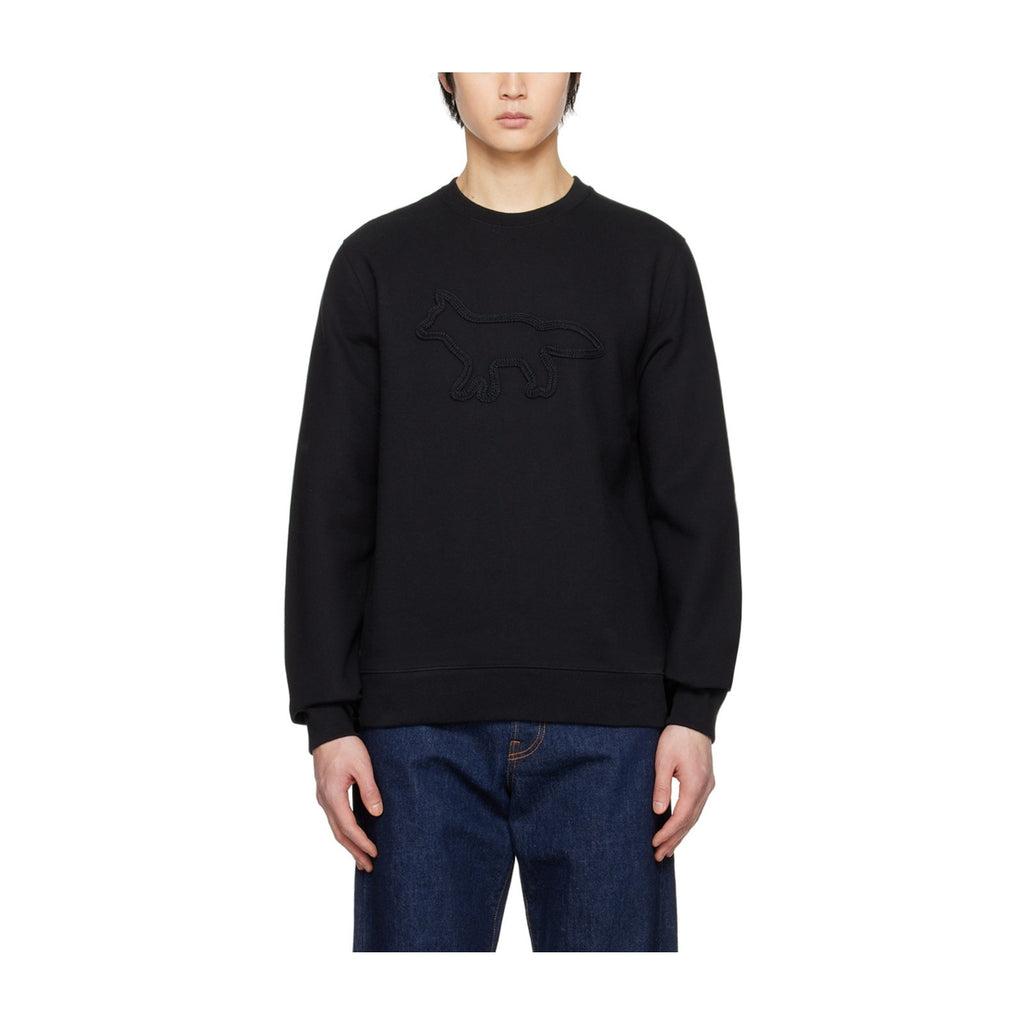 Maison 'Kitsuné' Black Contour Fox Crewneck Sweatshirt Size S - NWT