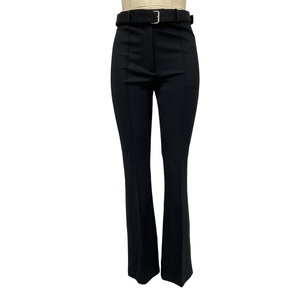 Helmut Lang Black Viscose Belted Flare Leg Pants Size M