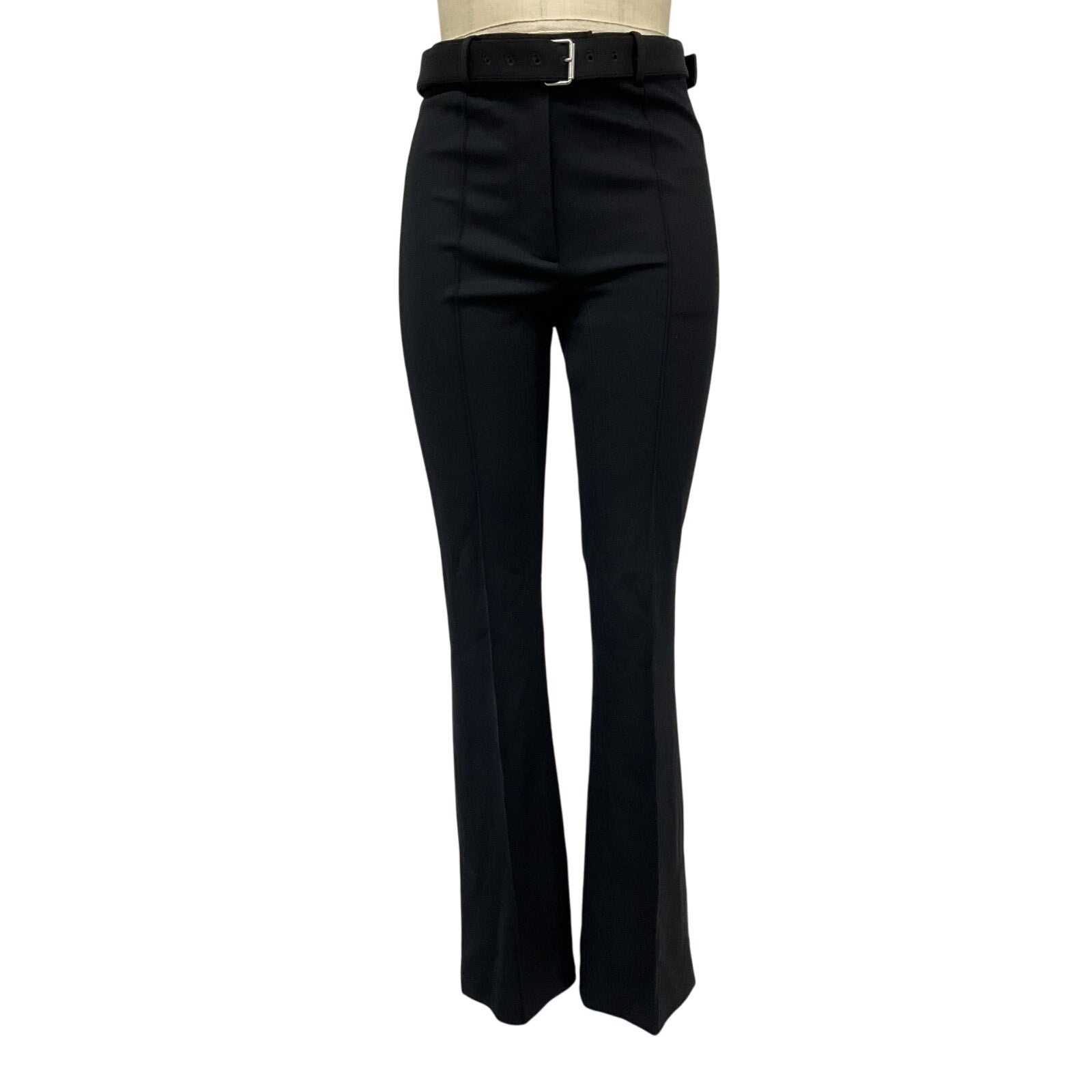 Helmut Lang Black Viscose Belted Flare Leg Pants Size M