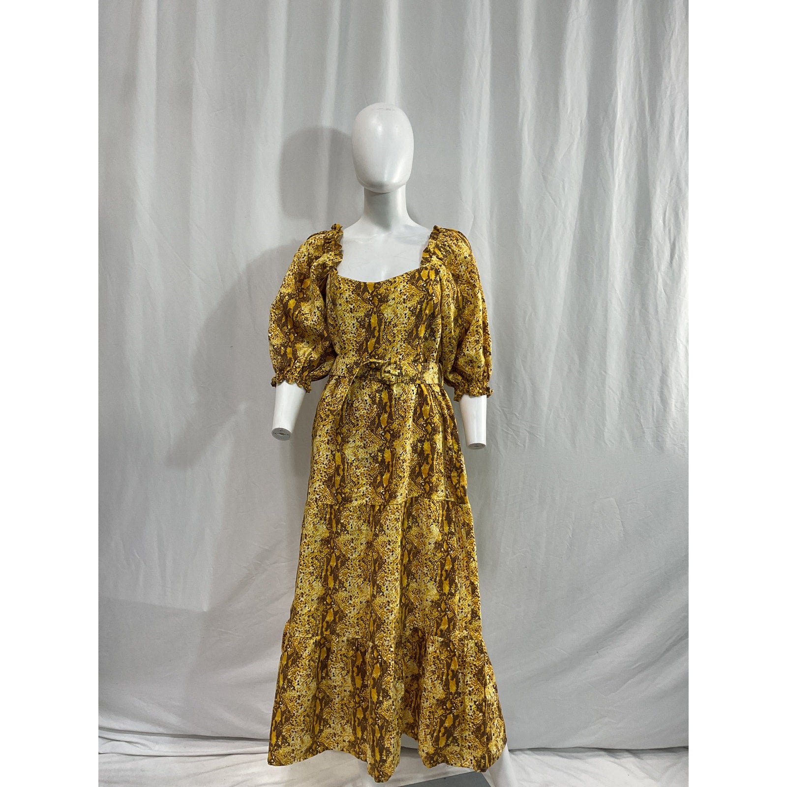 Faithfull 'The Brand' Yellow Rumi Midi Dress Size M