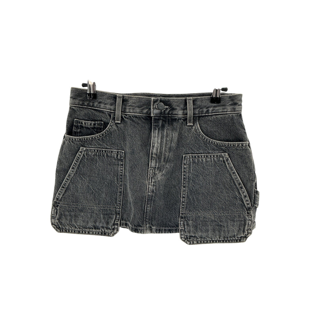 Helmut Lang 'Carpenter' Black Cotton Denim Micro-Mini Skirt Size 26