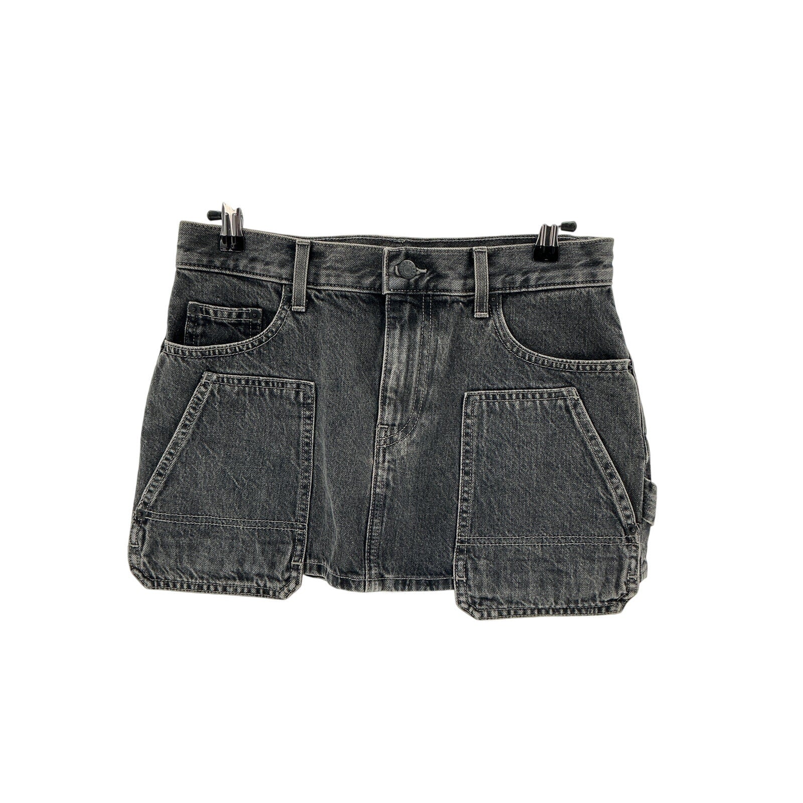Helmut Lang 'Carpenter' Black Cotton Denim Micro-Mini Skirt Size 26