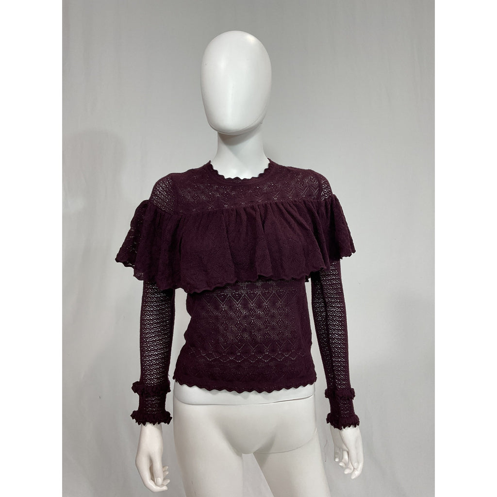 Ulla Johnson 'Augustina' Black Long Sleeve Ruffle Trim Pullover Size S - NWT