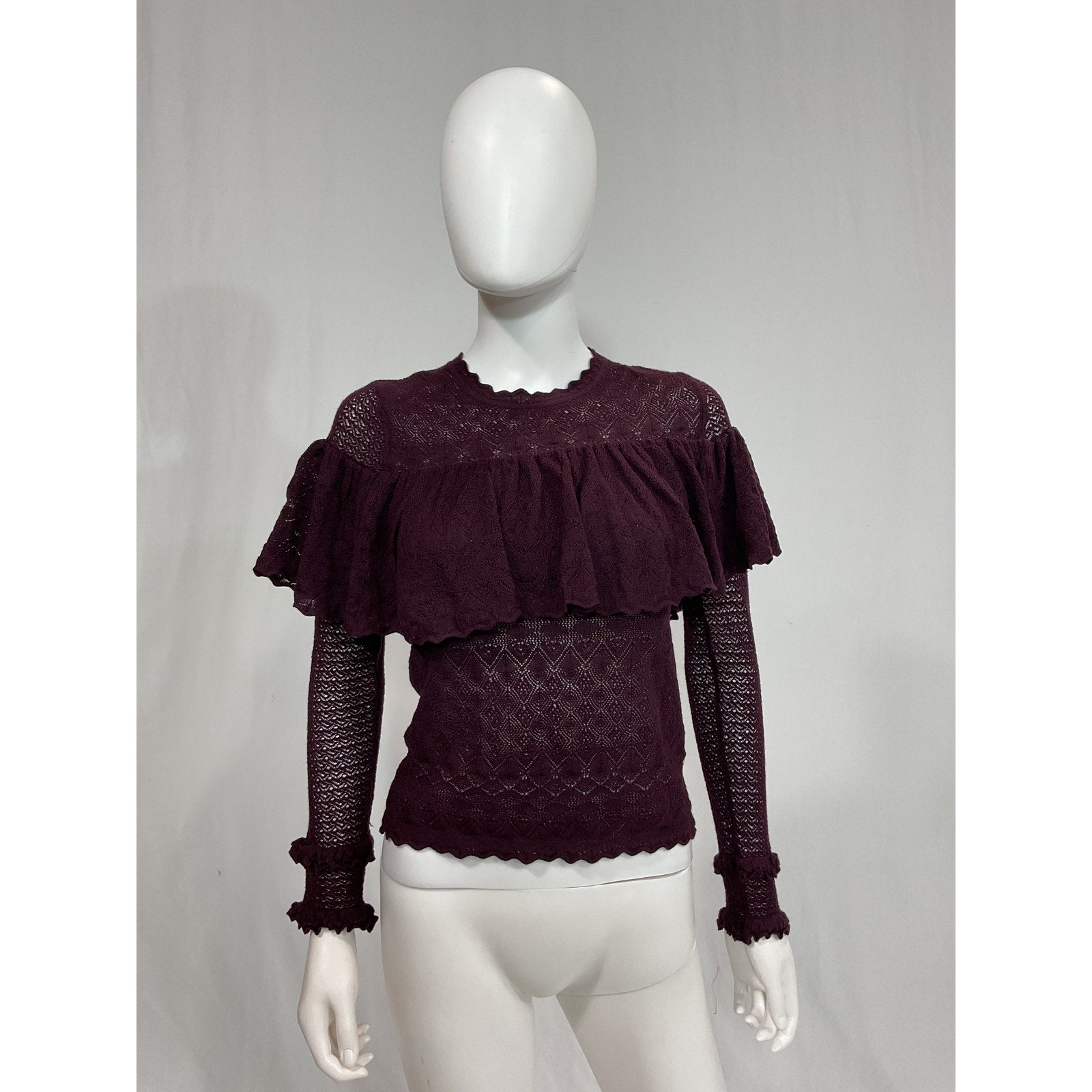 Ulla Johnson 'Augustina' Black Long Sleeve Ruffle Trim Pullover Size S - NWT