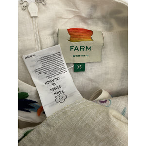 Farm Rio 'Delicate' Green Linen Floral Stripes Sleeveless Gore Dress Size XS