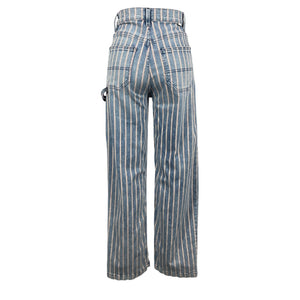Mother Striped Denim Light Stud Finder Sneak Denim Jeans Size 24