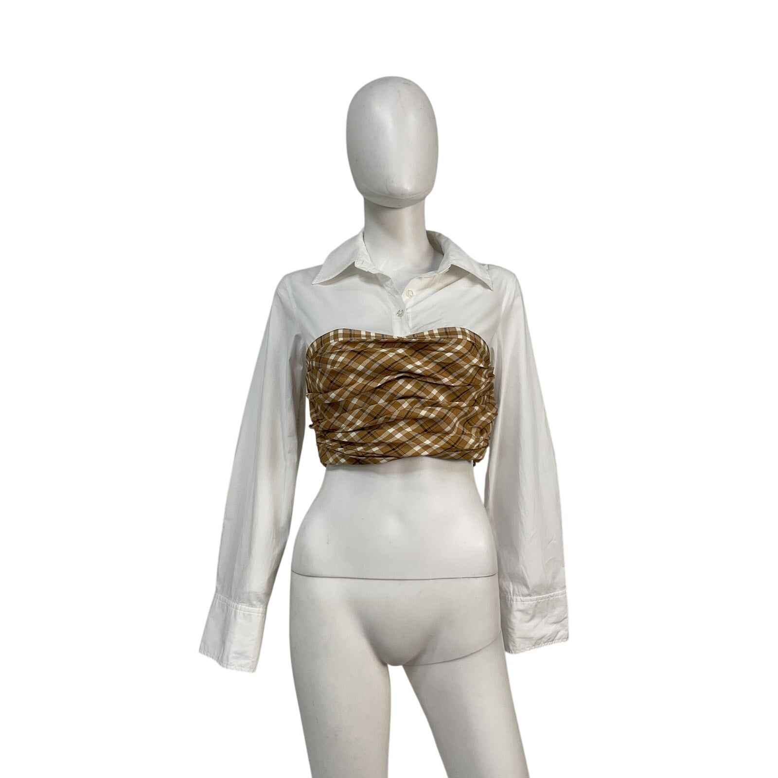 L'Academie 'Triska' White Cotton Twofer Top Size XS