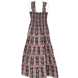 Hill House Home Smocked Multicolor Kimmy Maxi Dress Size S
