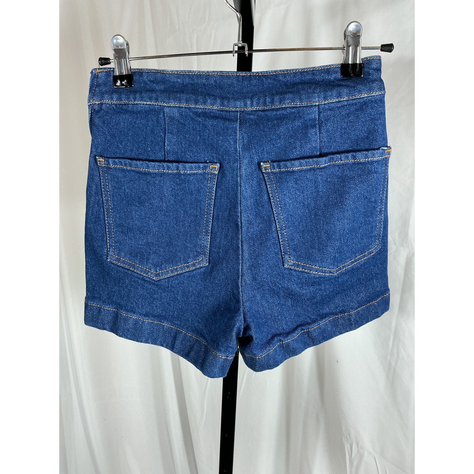 Frame Sailor 'Button-Embellished' Blue Cotton Denim Shorts Size 23