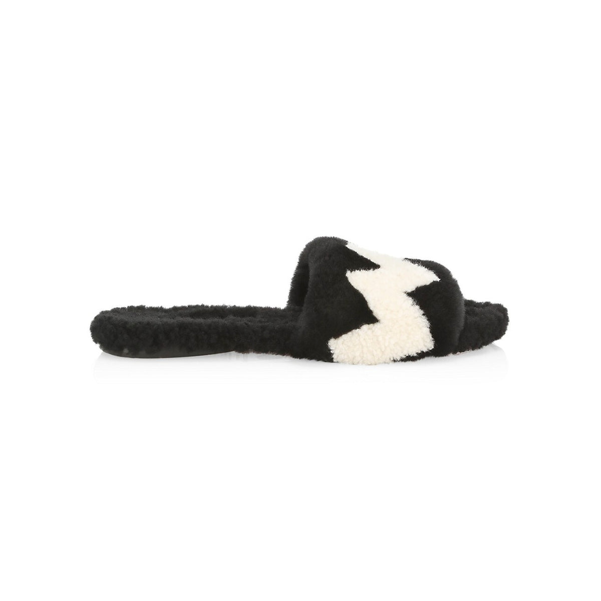 Aquazzura 'Nomade' Black Shearling Chevron Slides Size 6