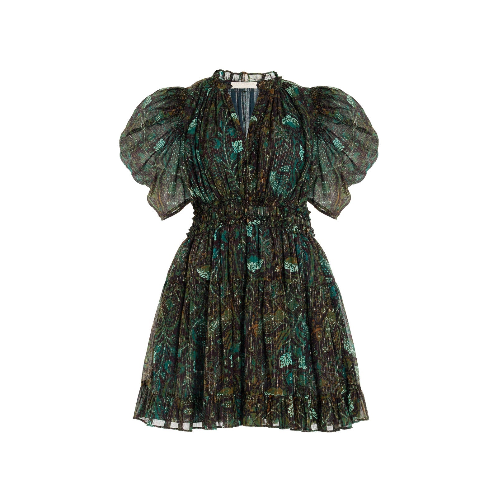 Ulla Johnson 'Ada' Green Shirred Mini Dress Size 4