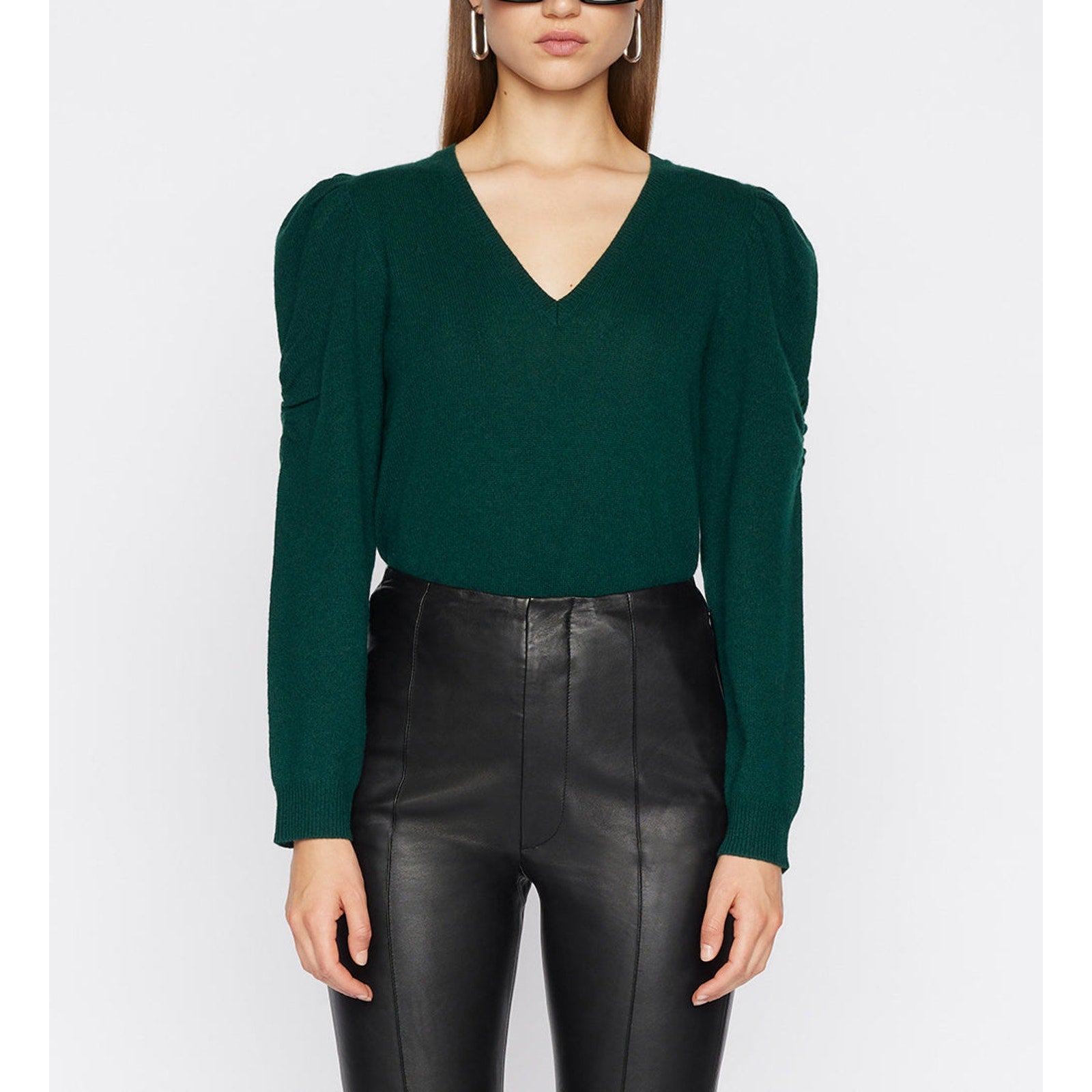 Frame Long Sleeve Green Cashmere Frankie Sweater Size XS